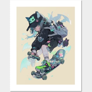 Skater Anime Girl Posters and Art